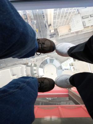 Calgary Tower Interior Standing on Transparent Floor Looking Straight Down 517 Feet to Street Level Calgary Alberta